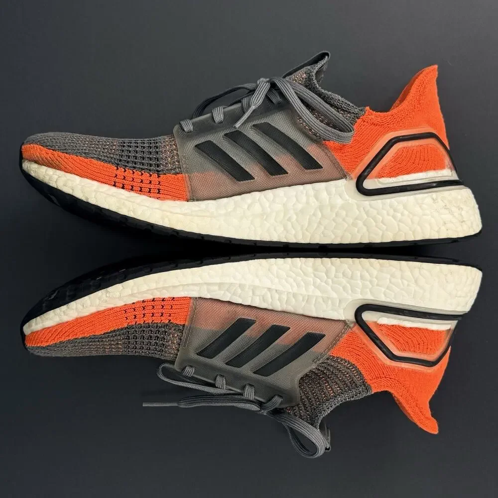 adidas UltraBoost 19 Men’s Size 9.5 Hi-Res Black Orange G27517 Running Shoes